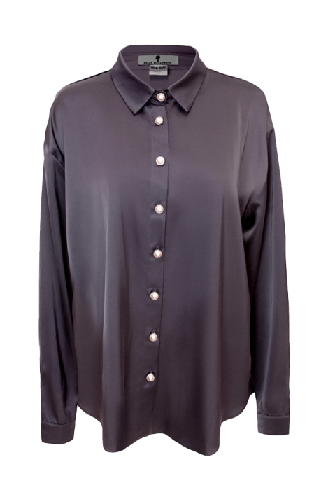 Блуза - рубашка "Дэрил" фиолетовая, атлас (шелк)