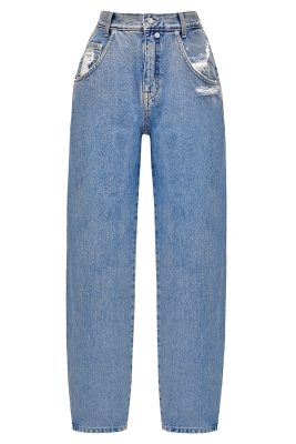 Джинсы "Версаль" голубые, высокая талия