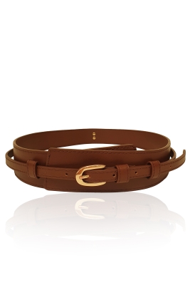 Ремень "пояс" коричневый, кожа, 12 мм, вставка 30- 50 мм