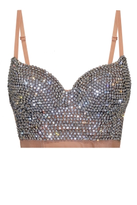 Топ - корсет "Жаннет" бежевый (нюдовый), со стразами