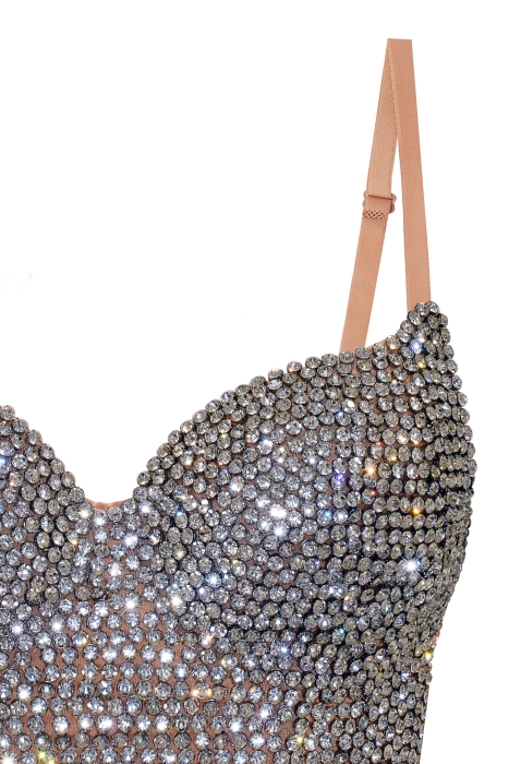 Топ - корсет "Жаннет" бежевый (нюдовый), со стразами