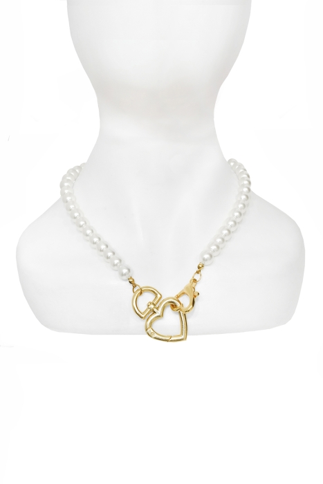 Чокер - колье из жемчуга, крепление "сердечки", золотистый