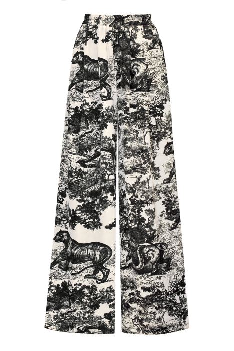 Костюм - пижама "Паскаль" бежевый, эко-шелк, черный принт "прованс"