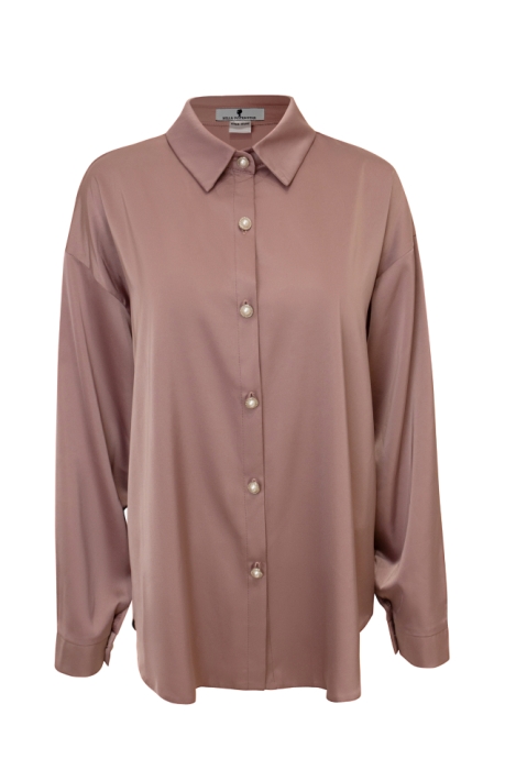 Блуза - рубашка "Дэрил" шоколад, атлас (шелк)