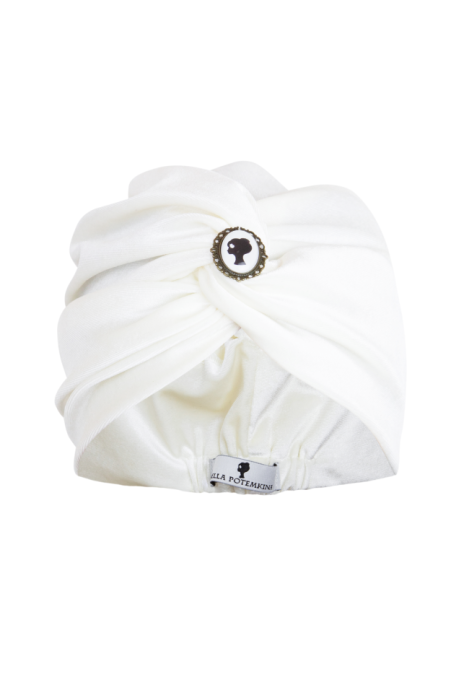 Чалма (тюрбан) "Мэла" светло-бежевый, бархат, с лого