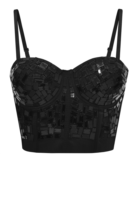 Топ - корсет "Бенита" черный, с черным стеклярусом