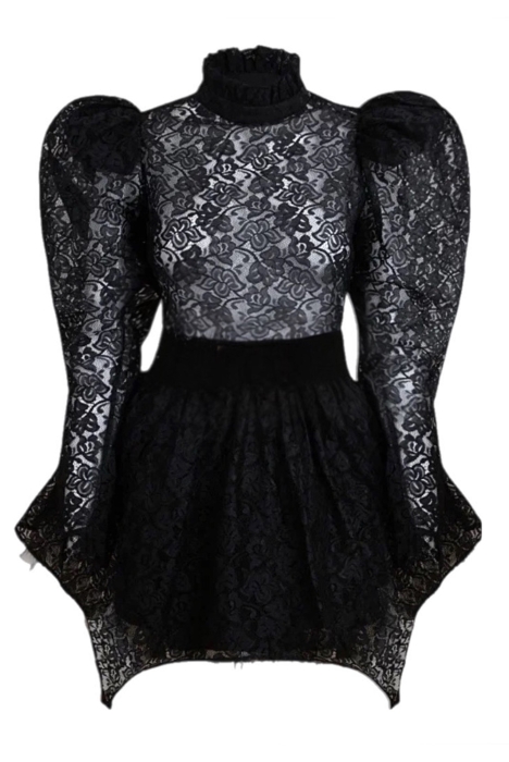 Платье "Дженнер" черное, кружево, мини + подъюбник