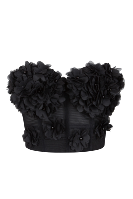 Топ-корсет "Рэм" черный, мелкие цветы