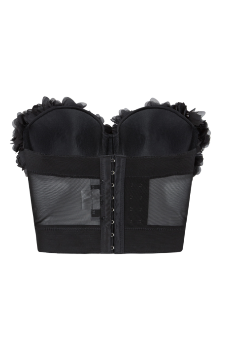 Топ-корсет "Рэм" черный, мелкие цветы