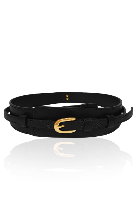 Ремень "пояс" черный, кожа, 12 мм, вставка 30- 50 мм