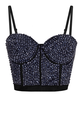 Топ - корсет "Бенита" синий, с камнями, металл