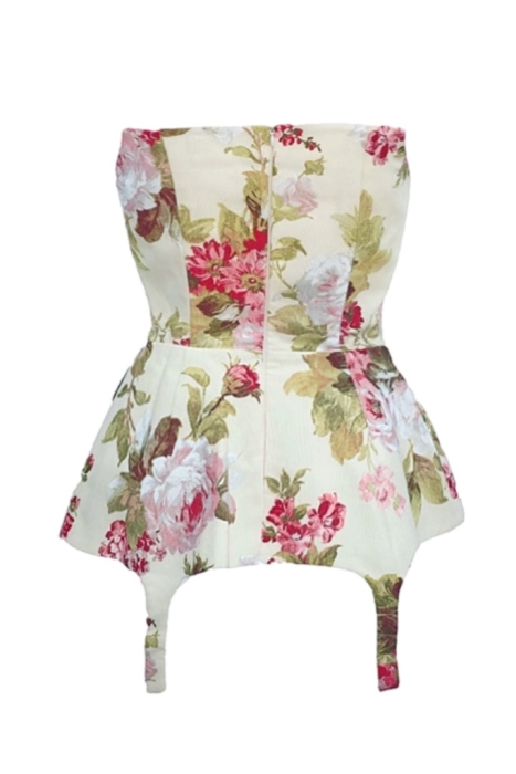 Топ - корсет - баска "Лэсли" нюдовый, цветочный принт