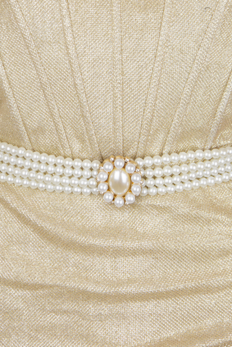 Платье "Леа", мини, золотистое, корсетное