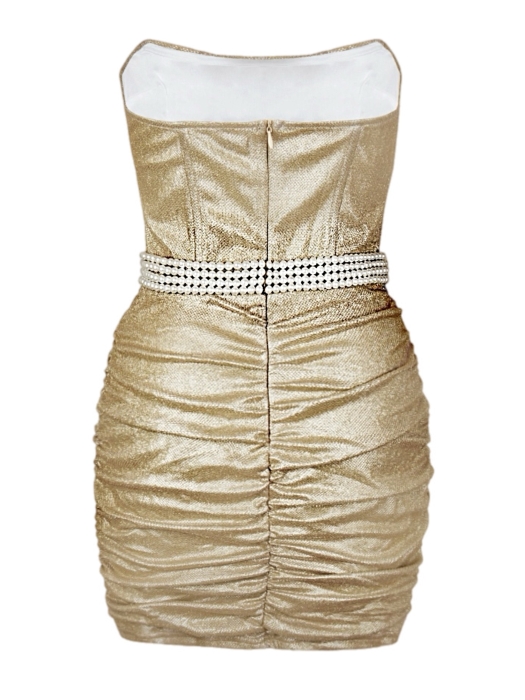 Платье "Леа", мини, золотистое, корсетное