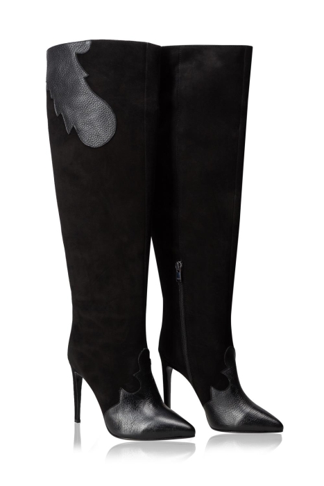 Сапоги на шпильке замша, кожа флоттер