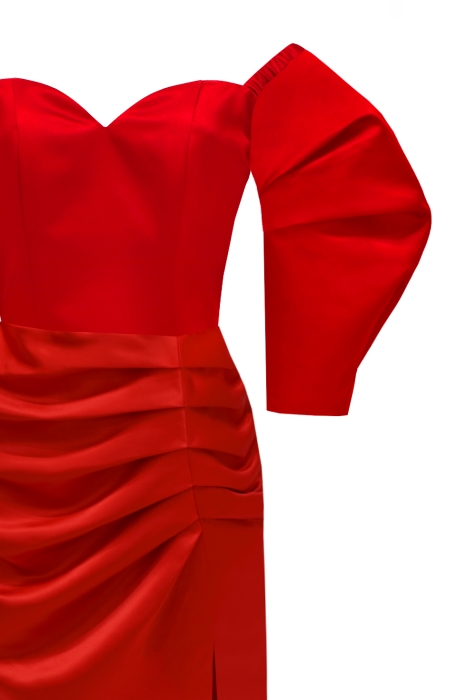 Платье "Эльзи" миди, красное, атлас