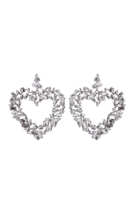 Серьги "Сердце" серебристые, со стеклярусом