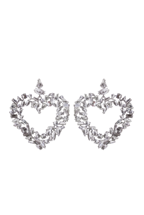 Серьги "Сердце" серебристые, со стеклярусом