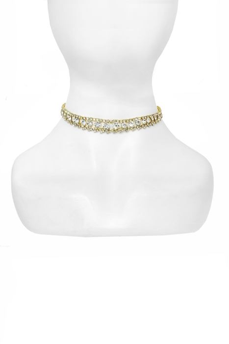 Чокер - колье серебристый, 3-х рядный, из металла и камней