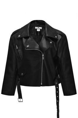 Куртка косуха "Линси" черная, эко-кожа