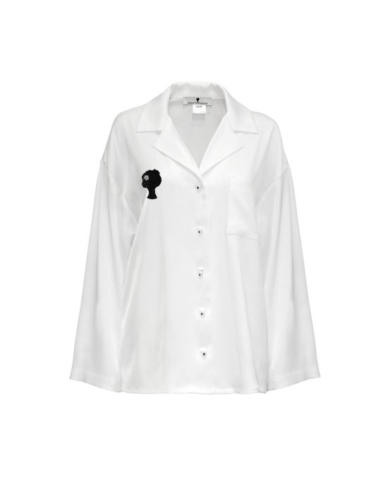 Костюм - пижама "Пальм" белый, шелк, с лого