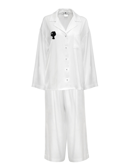 Костюм - пижама "Пальм" белый, шелк, с лого