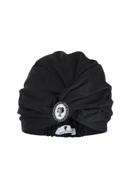 Чалма (тюрбан) "Мэла" черная, атлас (шелк), с лого