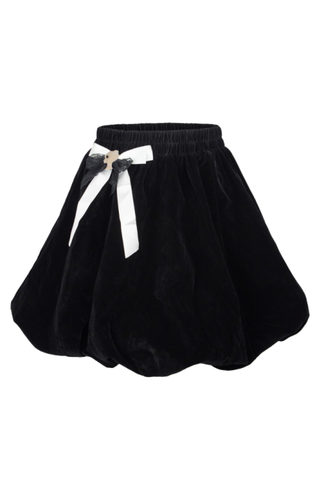 Юбка "Франко", мини, чёрная, бархатная, пышная
