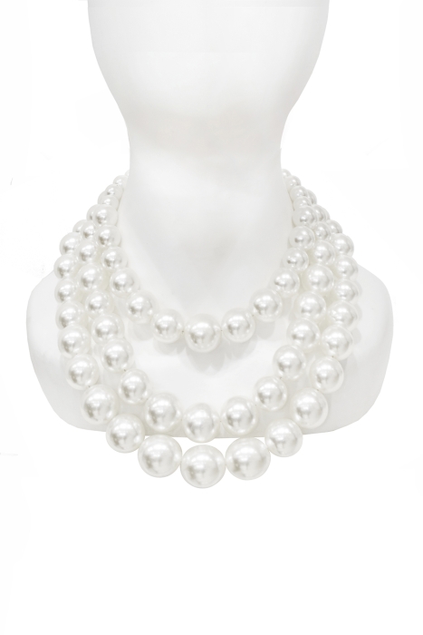 Чокер - колье "Жемчуг" молочный, крупный (3 нити)