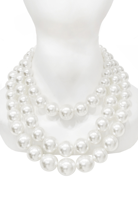 Чокер - колье "Жемчуг" молочный, крупный (3 нити)