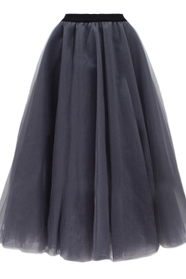 Юбка - пачка "Ирис" серая (графит), фатин, миди (длина 80 см), пышная