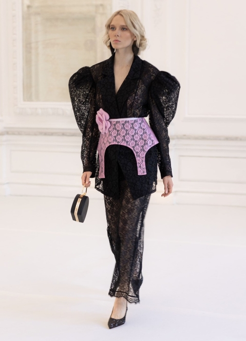 Пиджак - жакет "Кенли" черный, кружево