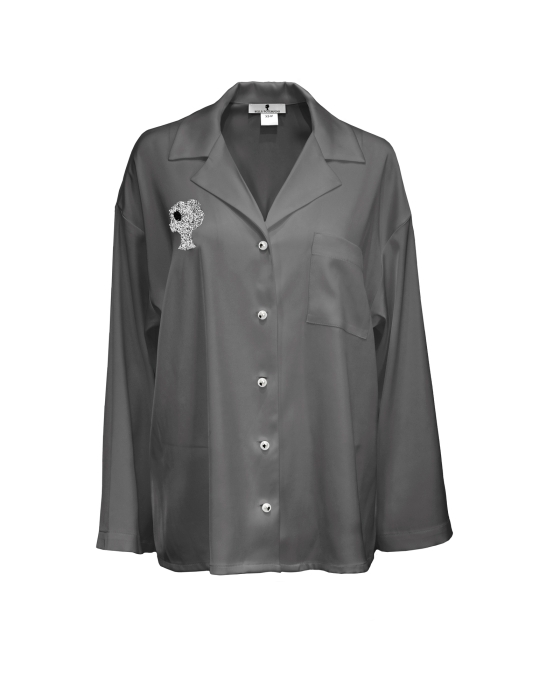 Костюм - пижама "Пальм" серебристый, шелк, с лого