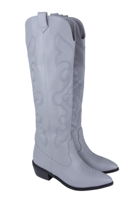 Сапоги "казаки" серые, еврозима, вышивка