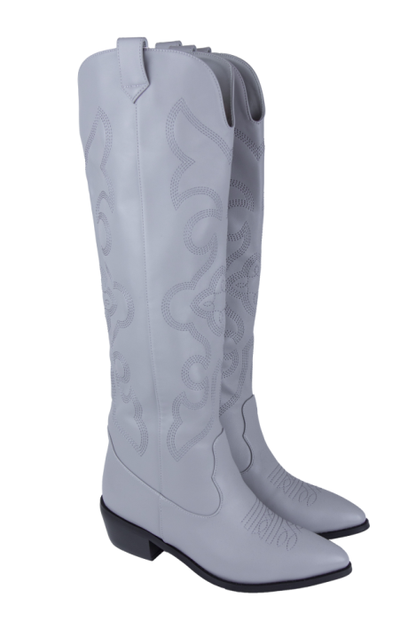 Сапоги "казаки" серые, еврозима, вышивка