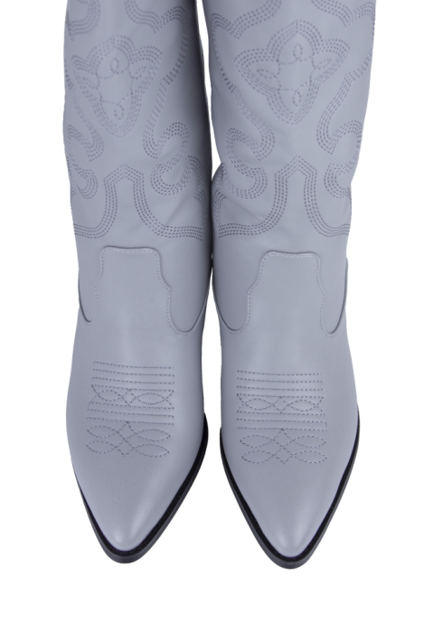 Сапоги "казаки" серые, еврозима, вышивка