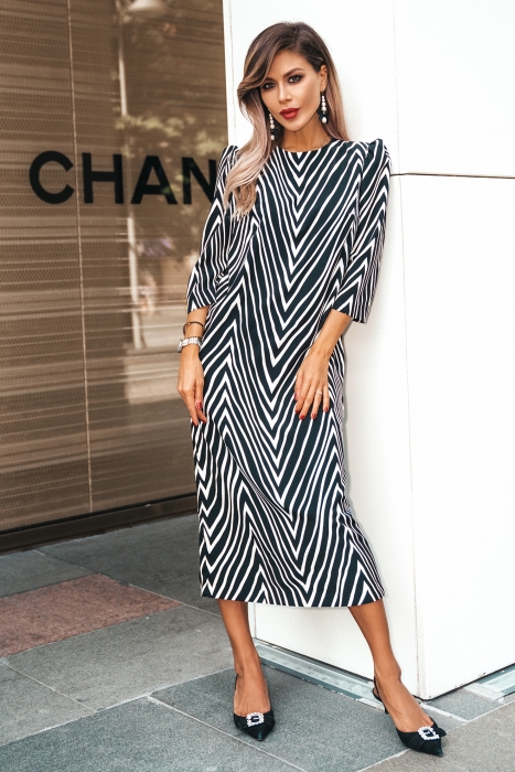 Платье "Доминик" черно-белое