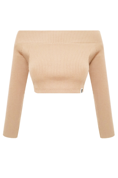Кроп-водолазка "Эмма" бежевая, декольте