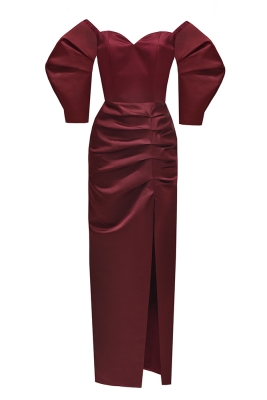 Платье "Эльзи" макси, бордовое, атлас