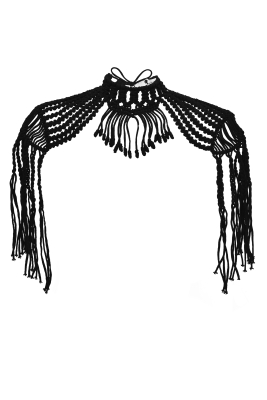 Чокер  "колье - эполет" черный, вязаный, кутюр