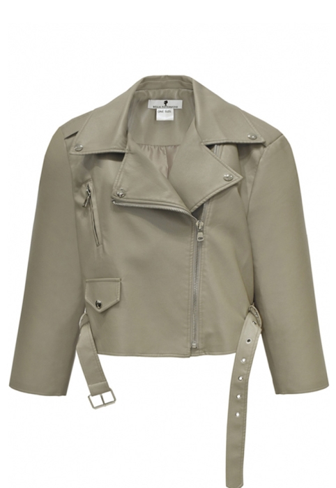 Куртка косуха "Линси" светло-бежевая, эко-кожа