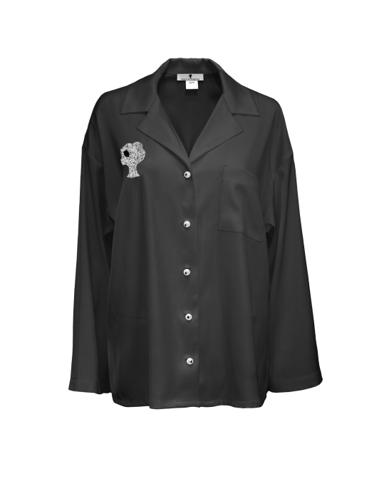 Костюм - пижама "Пальм" черный, шелк, с лого