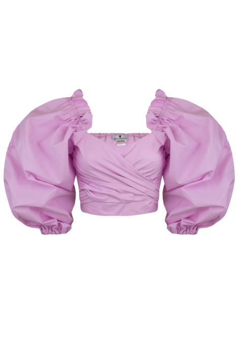 Блуза - топ "Рене" лавандовая, объёмные рукава, на завязках