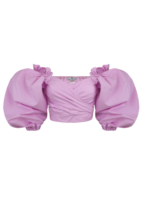 Блуза - топ "Рене" лавандовая, объёмные рукава, на завязках