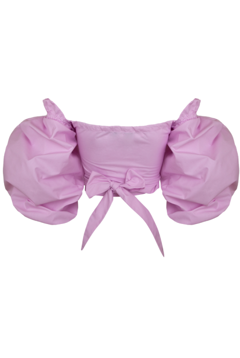 Блуза - топ "Рене" лавандовая, объёмные рукава, на завязках