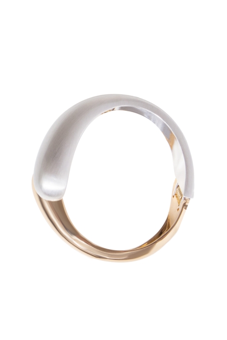 Браслет золотистый, с серебром, массивный, раскладной