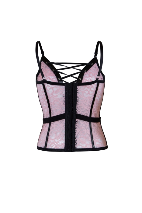 Топ - корсет розовый, кружево, на завязках