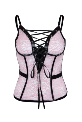 Топ - корсет розовый, кружево, на завязках