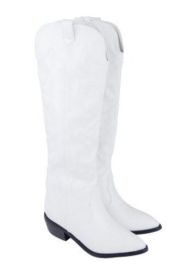 Сапоги "казаки" белые, еврозима, вышивка