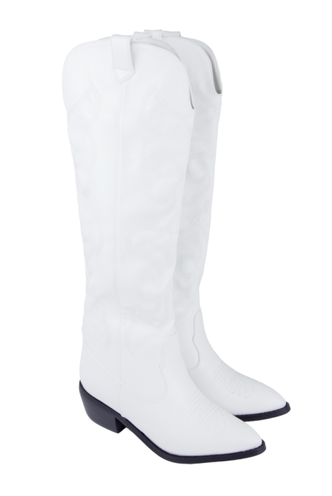 Сапоги "казаки" белые, еврозима, вышивка